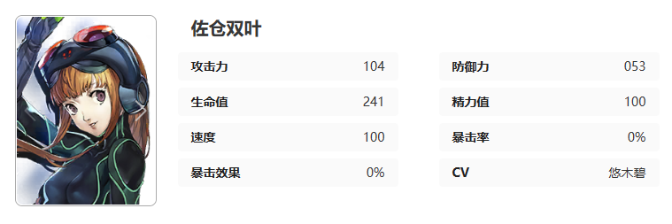 女神异闻录夜幕魅影佐仓双叶图鉴