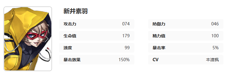 女神异闻录夜幕魅影新井素羽图鉴