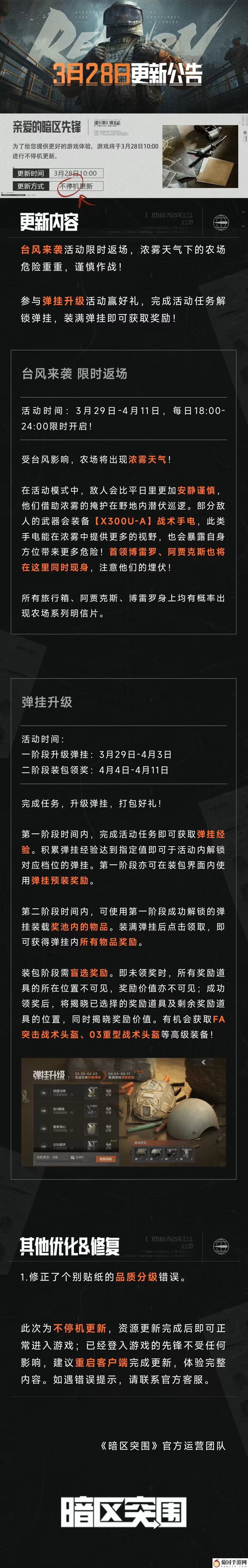 暗区突围3月28日更新了什么